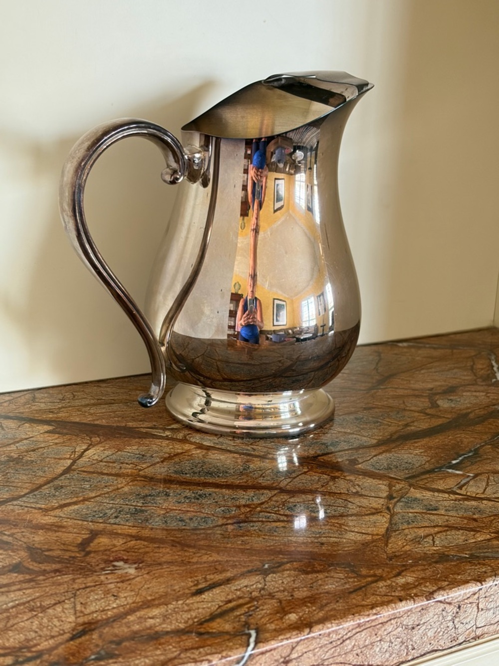 Vintage Silver Plate Newport Water Pitcher w/Ice Lip by Gorham YB300- Circa 1950 - Picture 2 of 9
